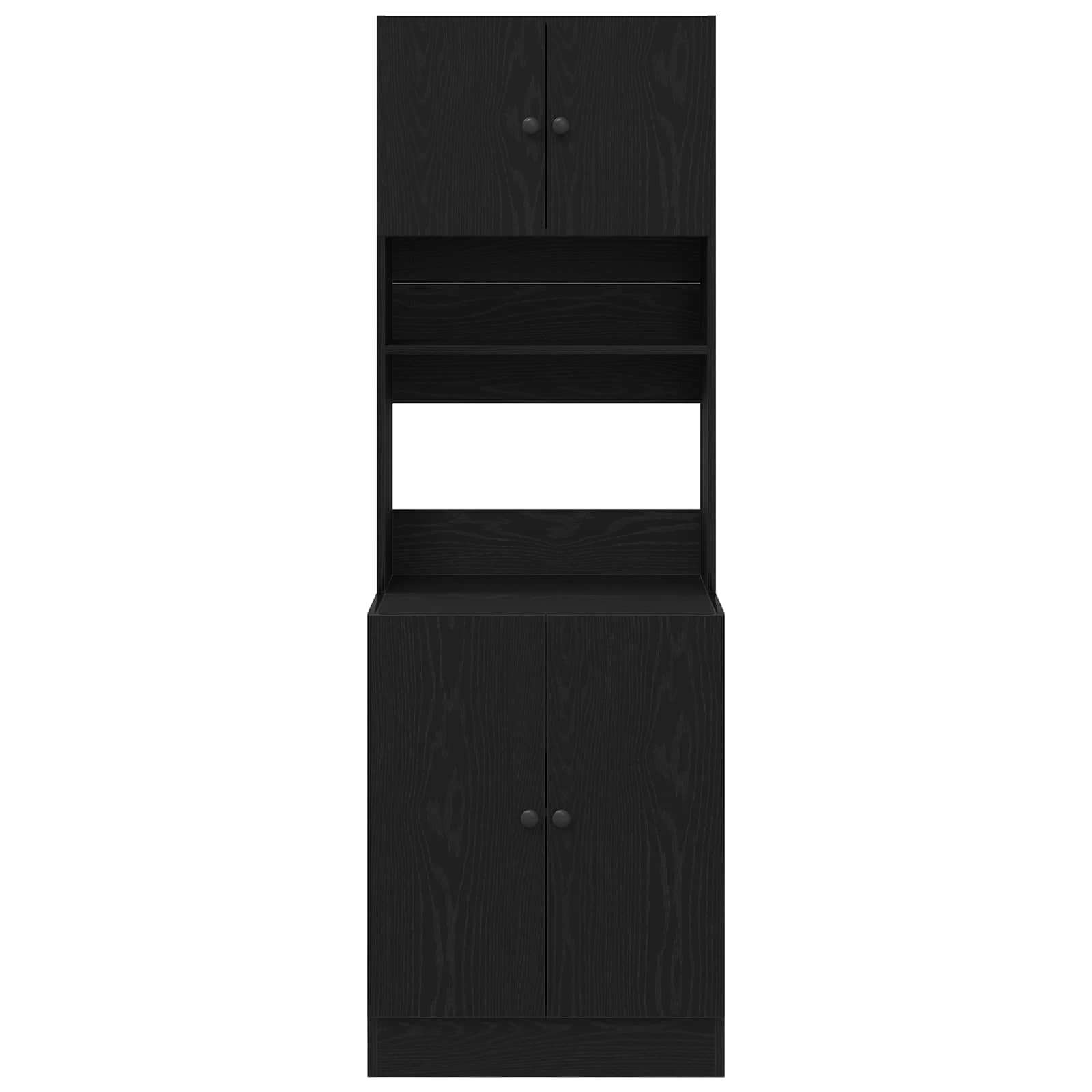 Buffet da cucina nero effetto rovere, 60 x 50 x 180 cm
