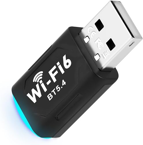 USB Wireless Network Card, WiFi 6 Adapter, Bluetooth 5.4 Adapter, Mini Size Two-in-One, for Desktop Laptop, Change wired Connection into Hotspot, Supports Windows 11/10/7, Black
