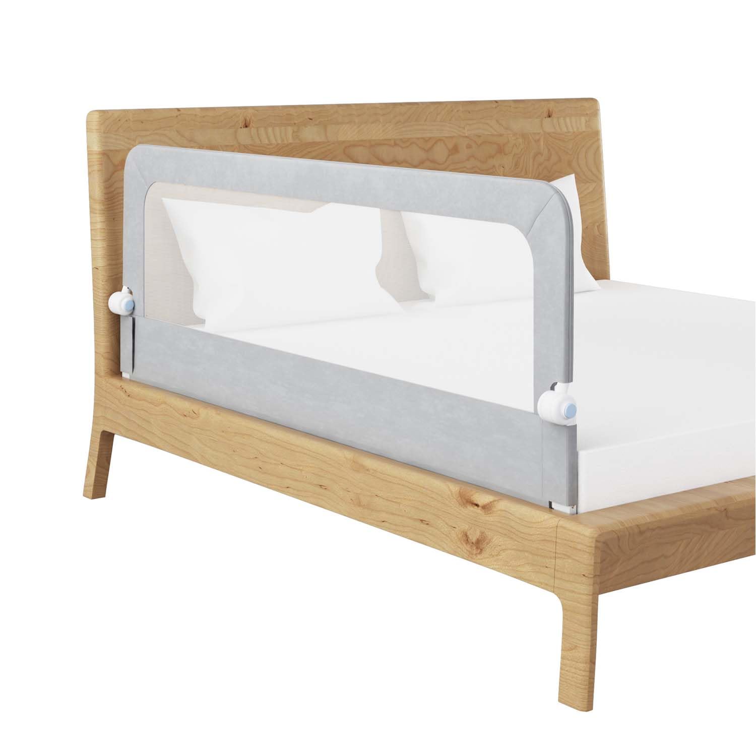 Fiqops Griglia di protezione per letto da 200 cm, pieghevole, protezione anticaduta per lettino per bambini, barra di protezione per letto regolabile in altezza da 72-86 cm con cinture per letti a