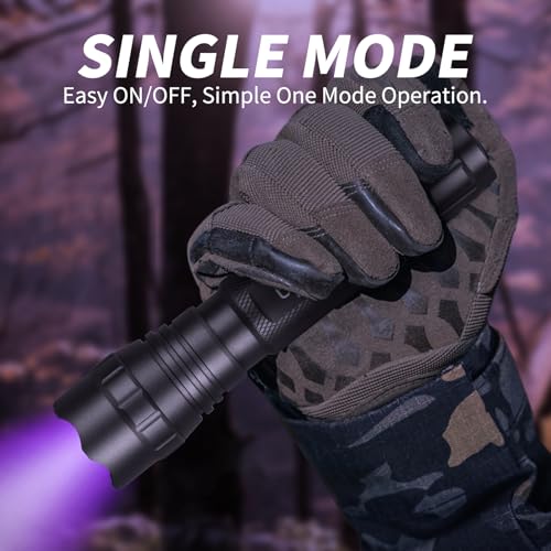 ULTRAFIRE UV Torch 395nm Blacklight, 10W UV LED Torch with Holster, Single Mode Powerful Ultraviolet Lamp for Curing Resin, Pet Urine Stain, Finding Minerals, Leak Detector, 501UV - Image 3