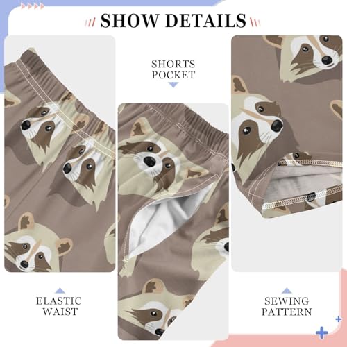 Raccoon Head Boys Long Pants Soft Trousers Elastic Waist Kids Lounge Bottoms with Pockets S-XL4