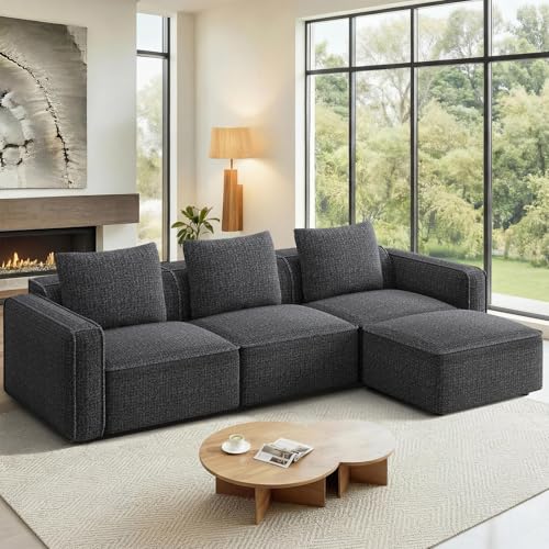 Welzona 103" Sectional Couch, Locked-in Modular Sectional Sofa, Wood Frame