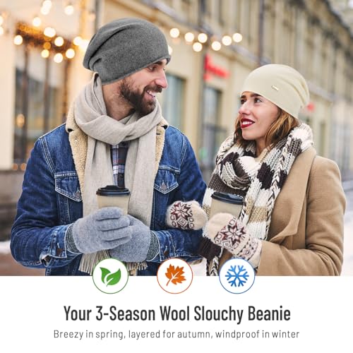HAMUNI Wool Slouchy Beanie for Women, Soft Warm Beanies Hats- Lightweight & Breathable Knitting Skull Beanies Cap for Spring, Fall, Winter — view 4