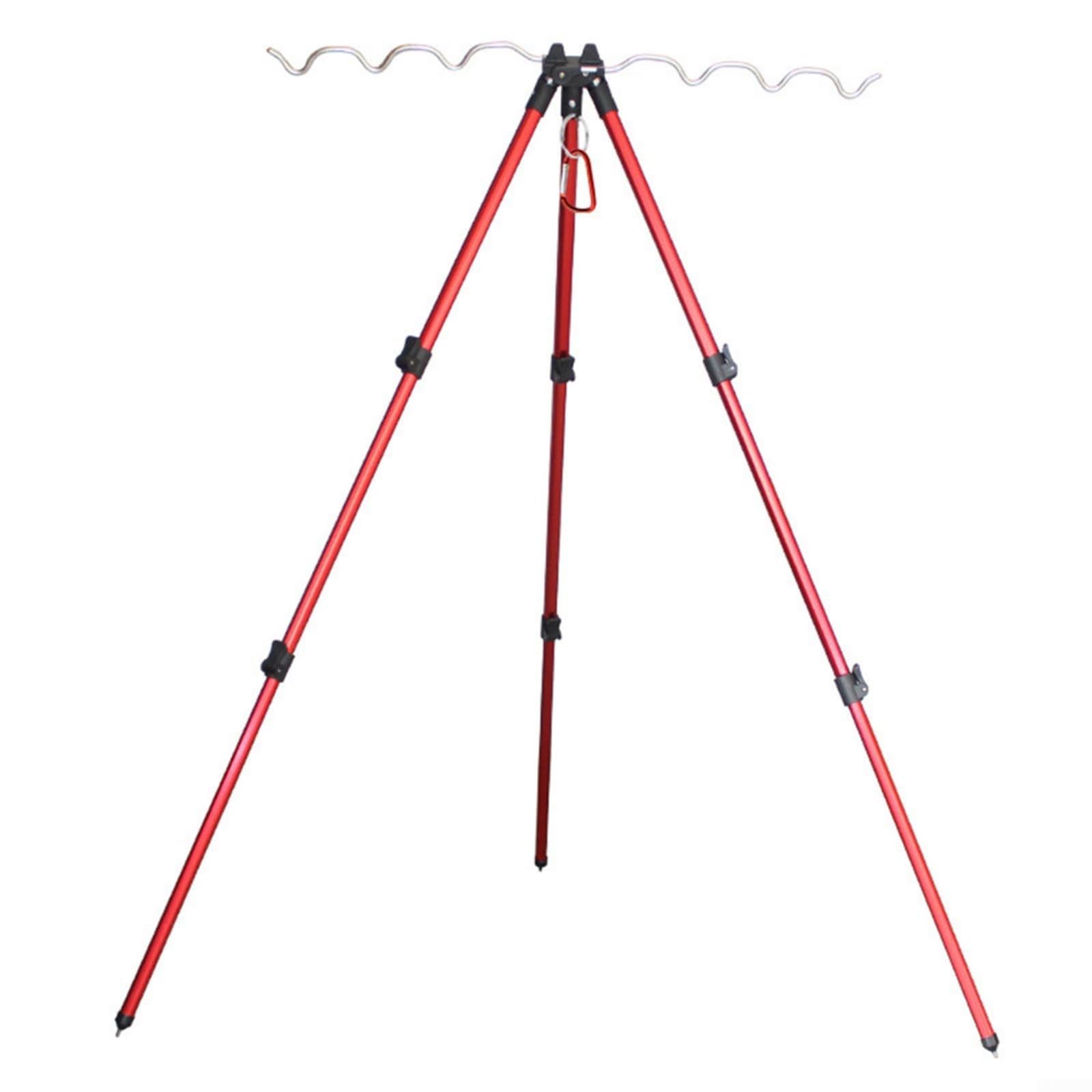 BEYOEE Rod Rests Fishing,Fishing Rod Rest,Fishing Rod Stand,Sea Fishing Tripod,Fishing Rods Tripod Stand Rest for Sea Beach Shore Pier Tackle Telescopic,Red