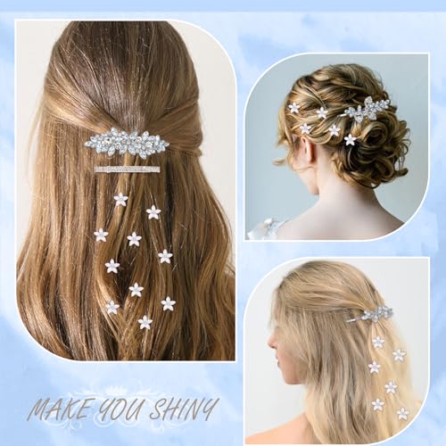 WHAVEL Rhinestone Hair Accessories 14PCS Clips de Pelo Plateados para Mujeres miniatura 4