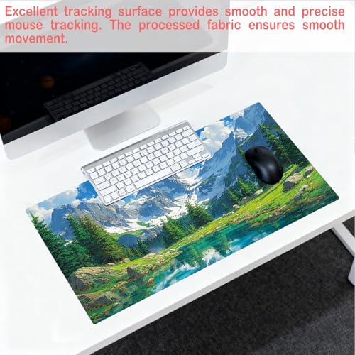 Image of Nuxovilar Mountain Lake Large Mouse Pad Gaming Mouse Pad Polyester 11.8x31.4 Inches for Home, Studio, Office, Serene Decor for Nature Lovers