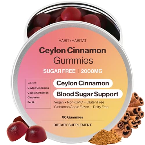 Habit + Habitat Ceylon Cinnamon Gummies - 2000mg Cinnamon Complex Chromium in Plastic Free Tins - Gluten Free Vegan