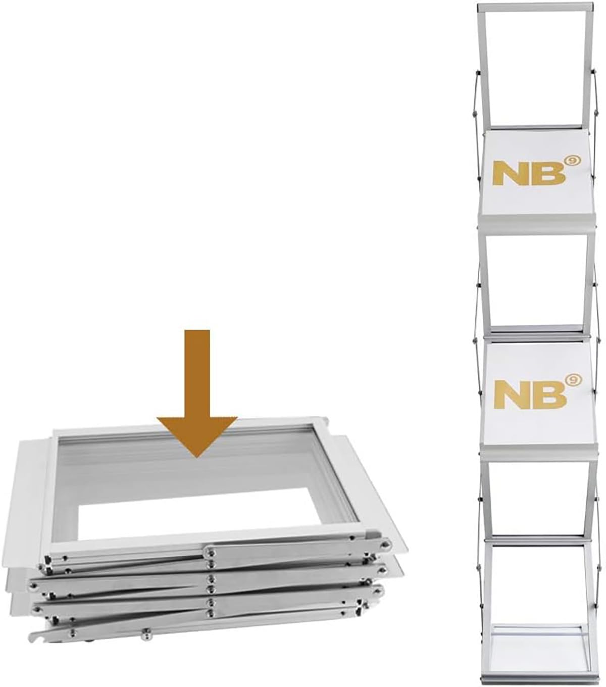 A4 Présentoir à Brochure Aluminium Portable avec Sac Oxford, 6 Sections
