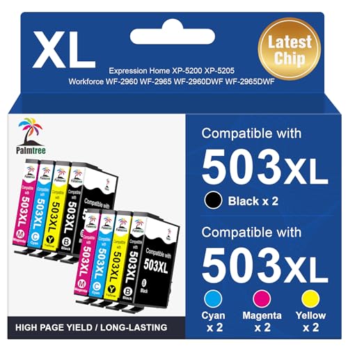 Palmtree Kompatibel mit 503xl Patronen 503 XL Kompatibel mit Epson XP-5200 Druckerpatronen und WF 2960 Patronen für Expression Home XP-5200 XP-5205 Workforce WF-2960DWF WF-2965 (8er-Pack)