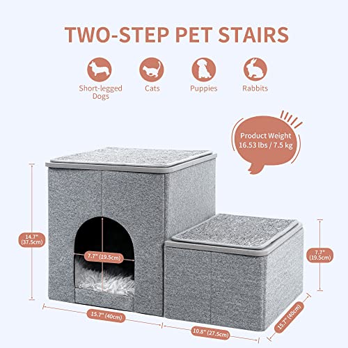 image for Made4Pets Cat Stairs for Bed, Pet Steps Puppy Dog Ladder for Old Cats,