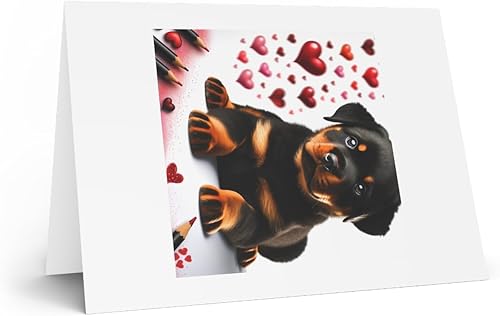 Miniatura 2 de DistinctInk Tarjeta de felicitacióntarjeta de notas  Día de San Valentín Rottweiler Puppy  Paquete de 1