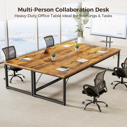 Image of Mericonia 63x28 Inch Computer Desk, 1 inch Thick Large Office Table, Brown