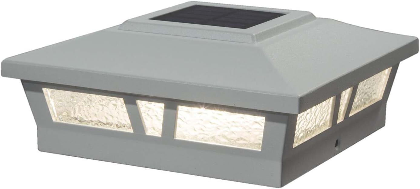 Classy Caps SLX772W 6x6 White Aluminum Oxford Solar Post Cap - High-Performance Solar Lighting, 2 LEDs, Durable Cast Aluminum, Decorative Glass Lens, Easy DIY, Fits 6"x6", 5.5"x5.5", 5"x5"