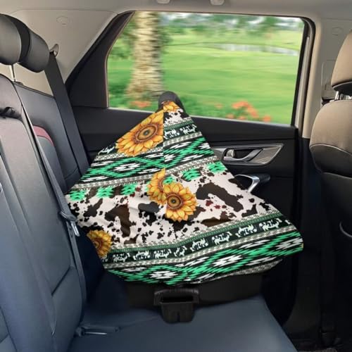 Image of Coldinair Aztec Baby Car Seat Covers for Boys Girls Multi-use Cover Sunflower Baby Carseat Canopy Cow Print Nursing Cover for Breastfeeding