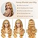 Saxio Honey Blonde HD Lace Front Wig Human Hair Pre Plucked With Baby Hair Body Wave Blonde Lace Front Wigs Human Hair 180% Density Honey Blonde Wig Human Hair 13x4 Lace Frontal Wigs 26 Inch