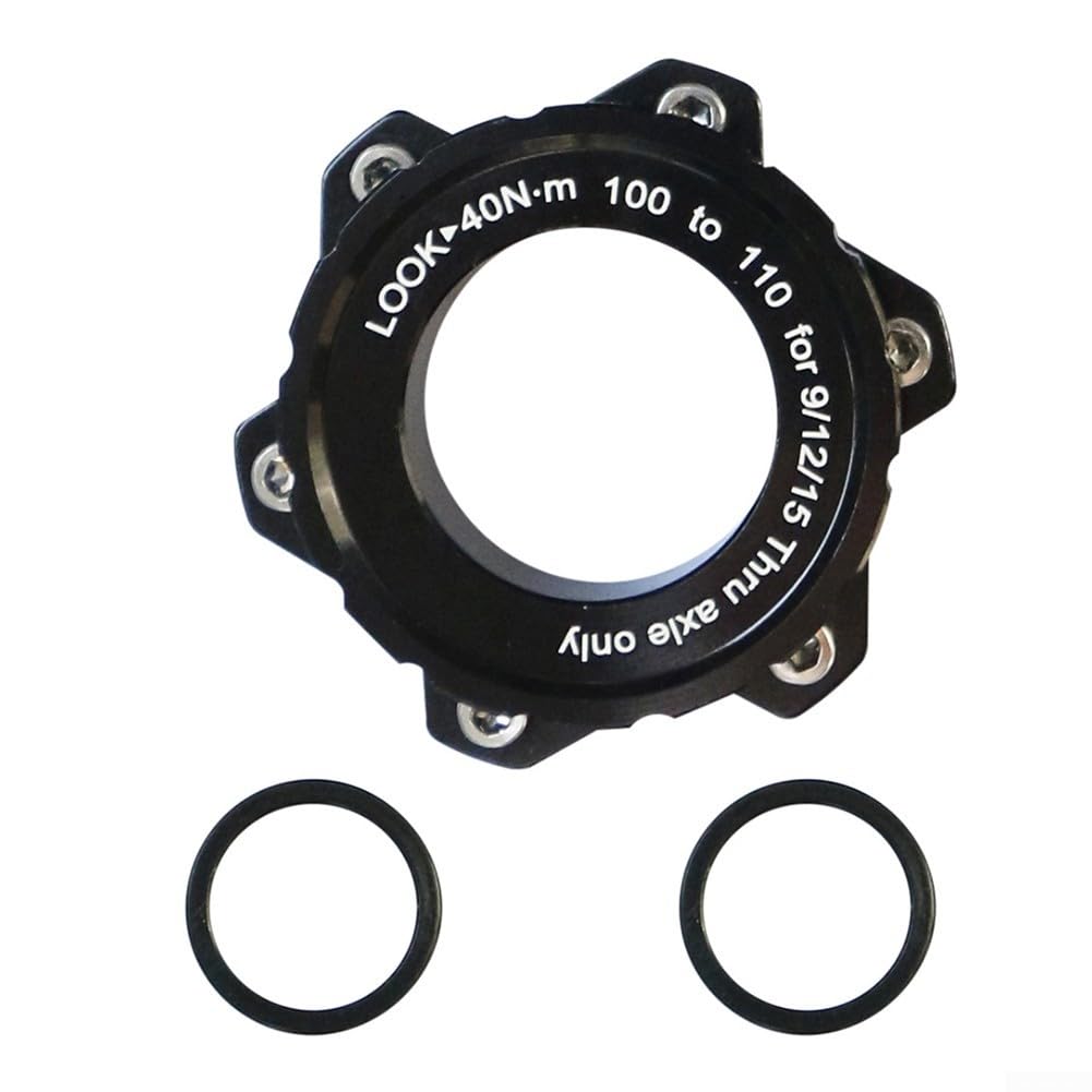 Bike Hub Adapter Center Lock to 6-Bolt for Boost Hub, Front 100mm to 110mm & Rear 142mm to 148mm Thru-Axle Conversion, Aluminium Alloy Disc Brake Mount(Front 15x100 to 110 Black)