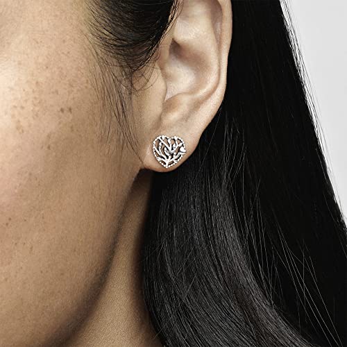 Pandora Moments - Pendientes de plata de ley para mujer, diseño de árbol genealógico, Metal