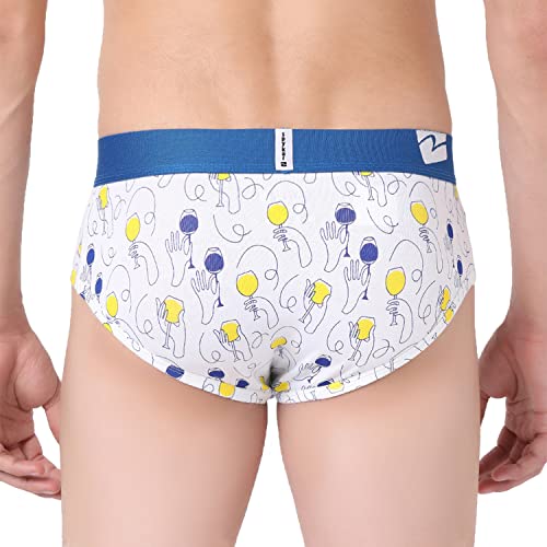 Image of Underjeans Men's Cotton Blend Briefs (UJNPBS051WHITEDKBLUE)
