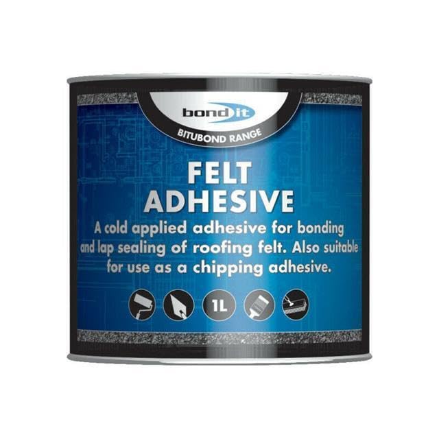 Bond It Black Felt Adhesive Roofing Felt Tools DIT Building Trade Bitumen Range Primer Paint Trowel Mastic Felt Adhesive Roof Leak UK (1L)