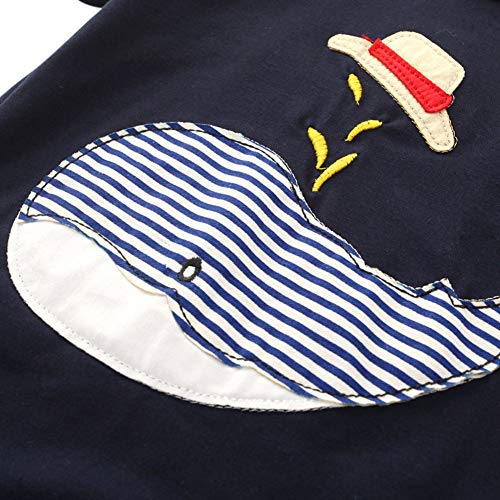 BAOBAOLAI Conjunto de blusa sem manga e short de verão para meninos de 0 a 7 anos, Whale - Navy Blue
