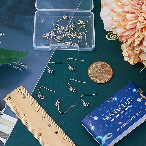 SUNNYCLUE 1 Box 36Pcs Rhinestone Earring Hooks Earring Fish Hooks Ear Wires Fish Hooks Crystal Cubic Zirconia Earring Findings Ear Wire Hooks for jewellery Making Accessories DIY Dangle Earrings Craft - Image 3