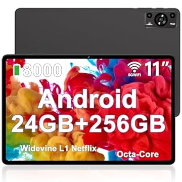 ZIOVO Tablet Android 14 Tablet 11 Pollici, 24GB RAM+256GB ROM (TF 1TB), 5G WFi Tablets, Supporto Widevine L1/Octa-Core 2.0 GHz/8000mAh/Corpo Metallico/13+5MP/BT5.0, Tablets con Custodia - Nero