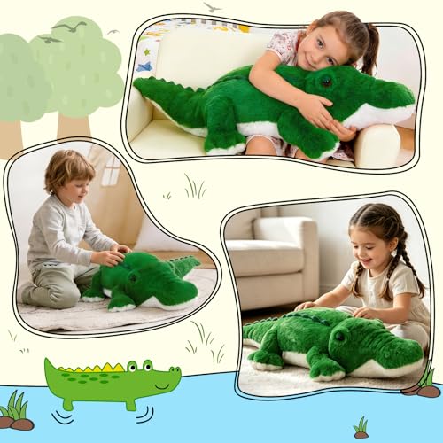 Image of MorisMos 34inch Giant Alligator Stuffed Animal, Soft Fluffy Alligator Plush Toy, Big Stuffed Huge Crocodile Plush Gifts for Kids Boys Girls Brithday