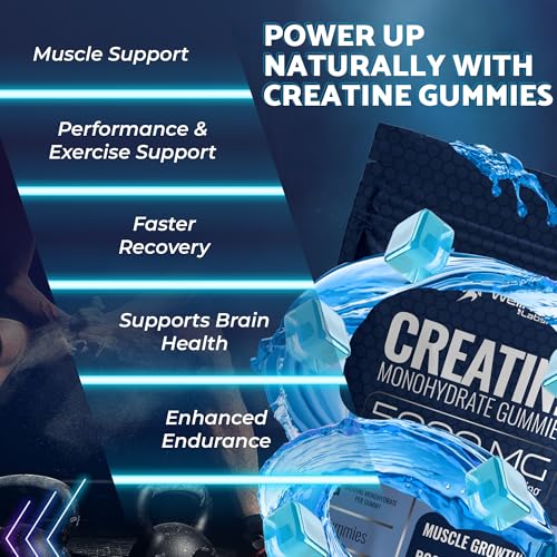 Image of Creatine Gummies 5000mg, 30 Servings Creatine Monohydrate Gummies - Third-Party Tested Creatine for Women, Blueberry Flavor Creatine for Men, Muscle Growth, Strength, and Recovery - Pack of 1