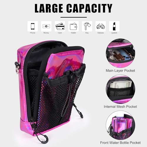 Geestock Mini Crossbody Bag With Water Bottle Pocket, Holographic Casual Sling Bag, Small Shoulder Bag for Men Women4