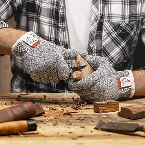 Nocry Cut Resistant Gloves With Grip Dots - High Performance Level 5 Protection, Food Grade. Size Large, Complimentary Ebook Included! #TOP2