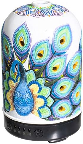 Pacific Giftware Peacock Resin Multiple Color LED Light Essential Oil Aroma Diffuser with Timer