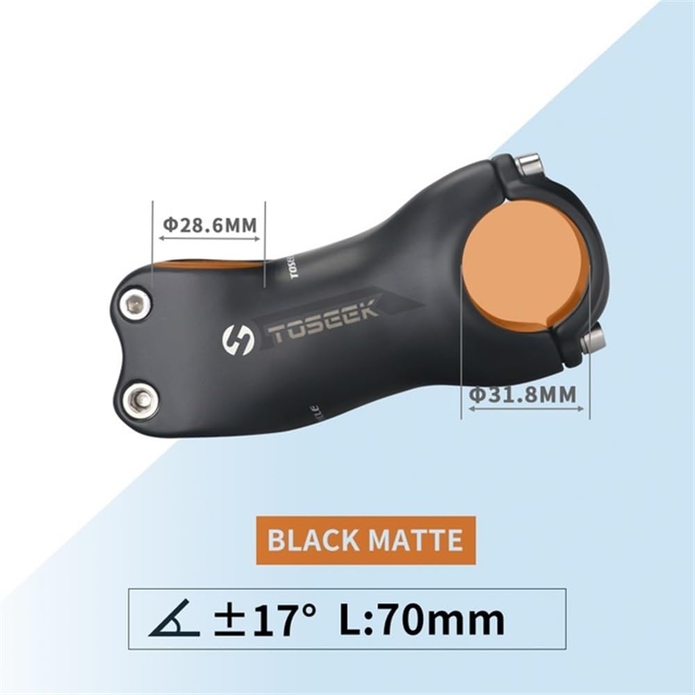 Attacco Manubrio Mtb Accessori for bici con attacco manubrio in carbonio nero opaco Attacchi manubrio da 31,8 mm Parti di biciclette da 6 o 17 gradi Attacco Manubrio Bici Da Corsa(17 Degrees 70mm)