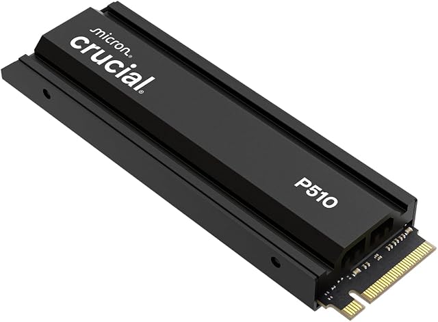 Crucial P510 PCIe Gen5 NVMe 2To SSD avec Dissipateur Thermique, Jusqu'à 10 000 Mo/s, NAND TLC, Compatible avec Ordinateurs Portables & de Bureau (PC), pour Gamers & Créatifs, Disque SSD – CT2000P510SSD5-01