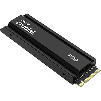 Crucial P510 SSD 1TB M.2 NVMe PCIe 5.0 x4 Gen5 with Heatsink up to 11000 MB/s Read 9500 MB/s Write for Desktop PC & PS5 TLC NAND Internal Hard Drive - CT1000P510SSD5-01