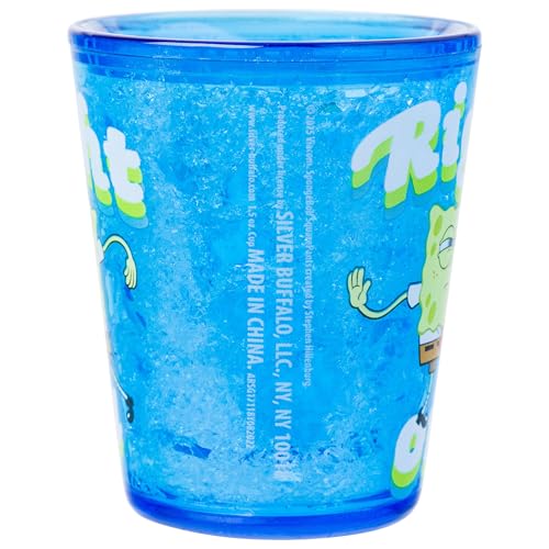 Image of Silver Buffalo SpongeBob SquarePants 4 Piece Plastic Freeze Gel Mini Cup Set, 1.5 Ounces