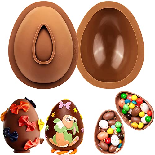 2 Pcs Easter Eggs Silicone Molds, 3D Large Egg Shaped Chocolate Molds Non-Stick Egg Mold for DIY Easter Decorations, Mousse Cake, Dessert Baking(4.8â€, A)