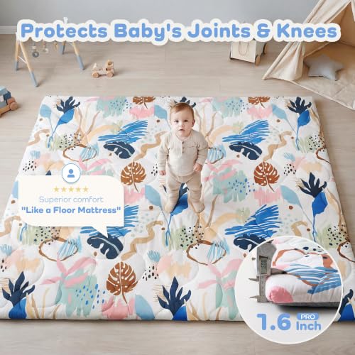 Image of 1.6 inch Thick Baby Play Mat, 71x59 Removable & Machine Washable Cover | Padded Memory Foam, Non-Slip Backing, 100% Baby-Safe Materials, Tummy Time Crawling, Outdoor, Bedroom, Living Room, Nursery