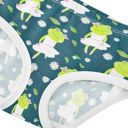 Joisal Cute Frogs Ballerinas Green Little Girl Panties Toddler Underwear Floral Cotton Fun Print Briefs Underpants 2t4