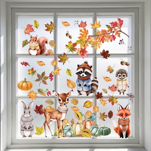 Hautllaif Herbst Fensterbilder – 9 Stück selbstklebende Fensteraufkleber für Herbst &...