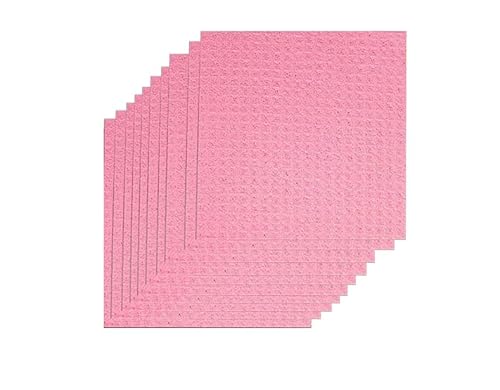 Yuktha Swedish Dish Cloth - Eco Friendly Reusable Dish Cloths, Absorbent Cellulose Sponge Cloth for Cleaning Kitchen - 10 Pack (Pink)