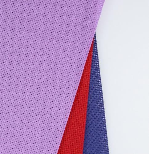 Image of KCS 3 pc of 15 inch x 18 inch(38cmx45cm) Counted Cross Stitch Cotton Aida Cloth Needlework Rolled Fabric Box,16CT,Lavender+Royal Blue+Red