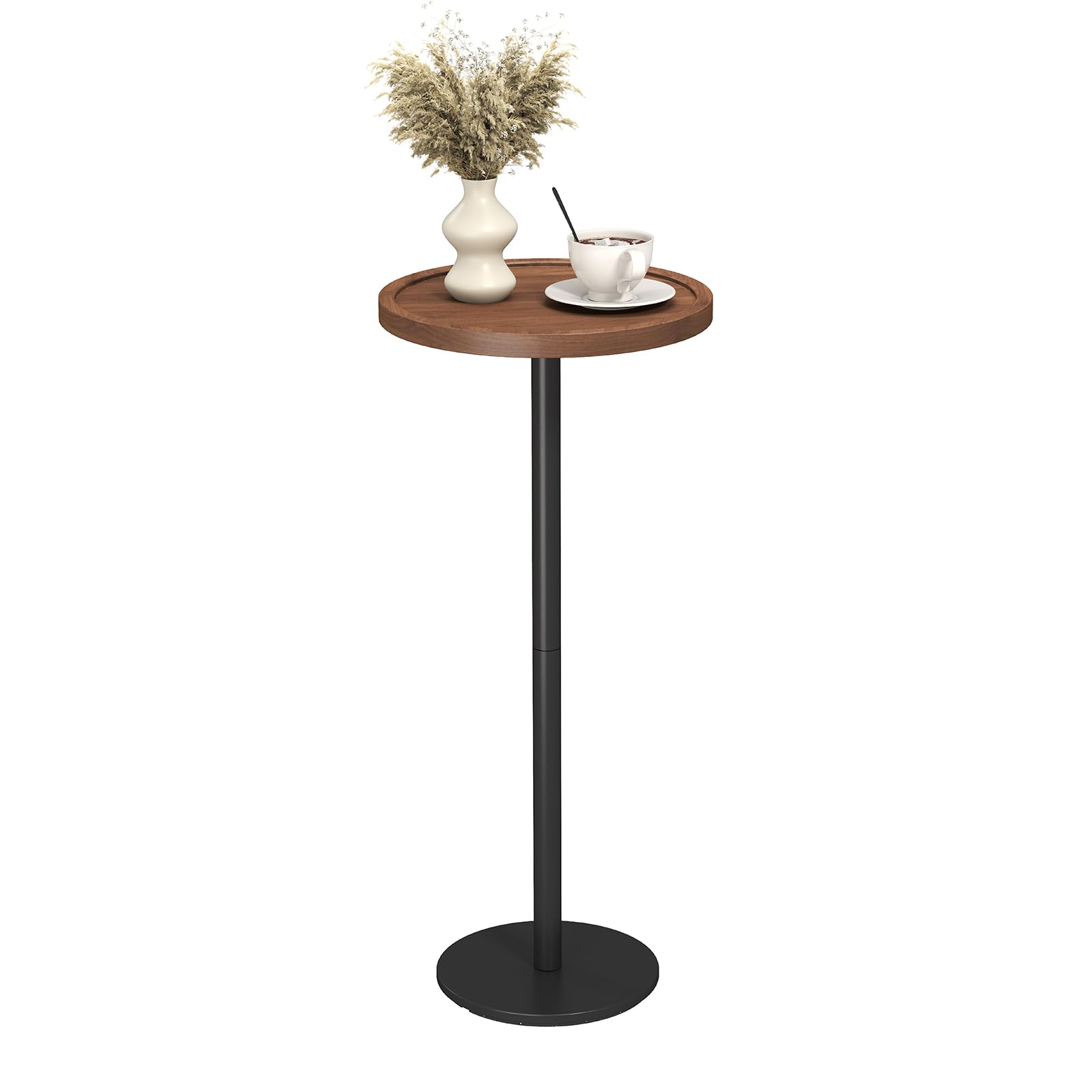 KJGKK Drink Table 11 inch Dia Small Pedestal Side Table Round Cocktail Table Circle End Table with Metal