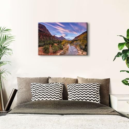 Image of Desert Canyon Landscape Wall Art for Living Room Nature Trees Picture Wall Decor Utah National Park Poster Cliff Scenery Painting USA Western Photo Print Artwork Bedroom Office Home Decorations 24x36 inch