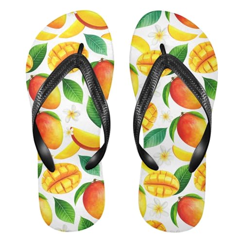 White Leaf Mango Flip Flops for Beach Thong Sandals Anti-slip Lightweight Shower Shoes for Travel Summer Outdoor