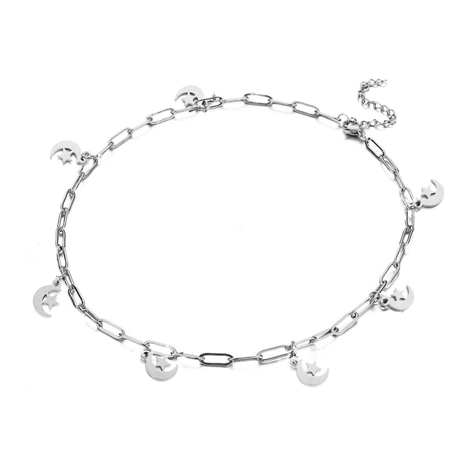 Cavigliera in oro bianco 18 carati 750 boho da donna, cavigliera in oro 18 carati con stella, estiva, spiaggia, per adolescenti e ragazze