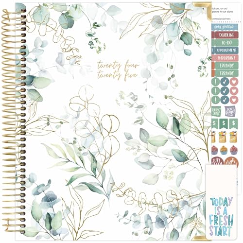 bloom daily planners 2024-2025 Hardcover Academic Year Goal & Vision Planner (July 2024 - July 2025) - Monthly/Weekly Column View Agenda Organizer - 7.5' x 9' - Eucalyptus, White