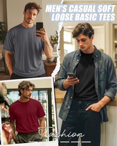 Image of Neer 3 Pack Big and Tall T-Shirts for Men L-7xl Tops | Large Casual Stretch Workout Tees, Short Sleeve Crewneck Oversized Shirts, Classic Summer Outfits, Comfy Basic Loose Clothes