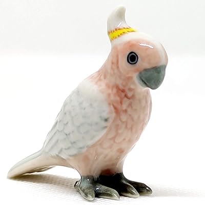 SSJSHOP Cockatoo Micro Tiny Dollhouse Figurines Hand Painted Ceramic Animals Bird Collectible Gift Home Garden Decor (Cockatoo)
