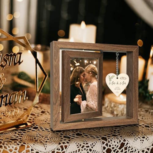 EYITUPC Rotating Lesbian Wedding Wood Picture Frame Mrs & Mrs 2026 Gift - Image 4
