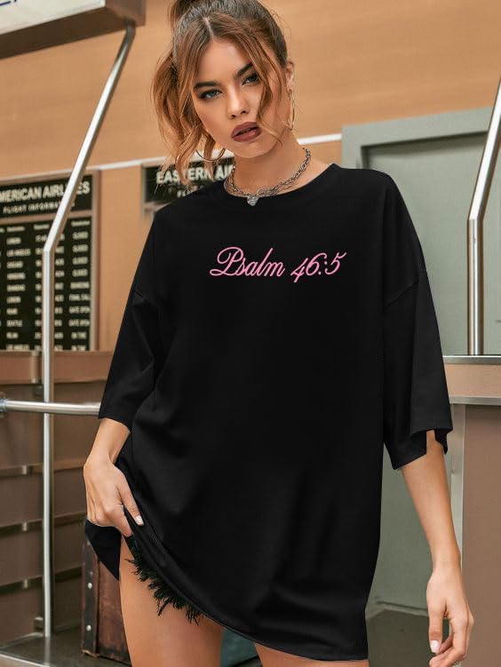 Oversized Christian Shirts for Women God is Within Her T Shirt Jesus Religious Gift Tee Bible Verse Inspirational Tops - Image 2